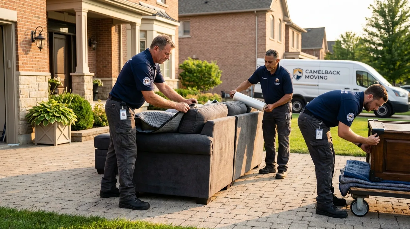 Large estate moving crew wrapping furniture in Winfield, KS
