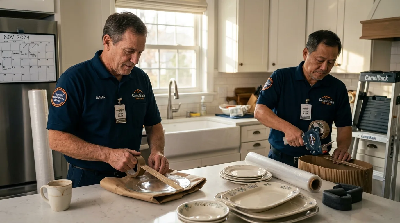 Professional crew packing kitchen dishware in Winfield, KS